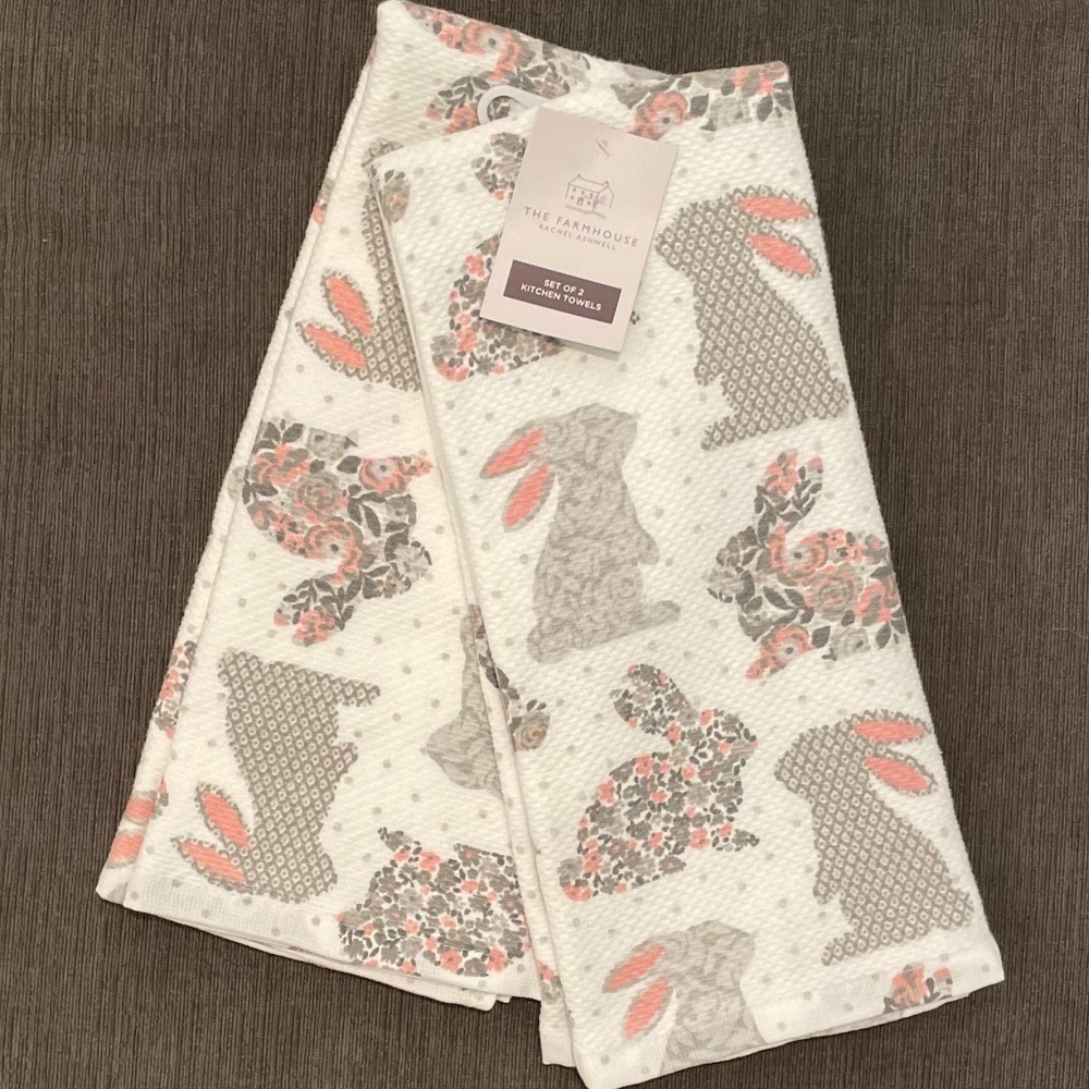 Floral Easter Rabbit kitchen towels